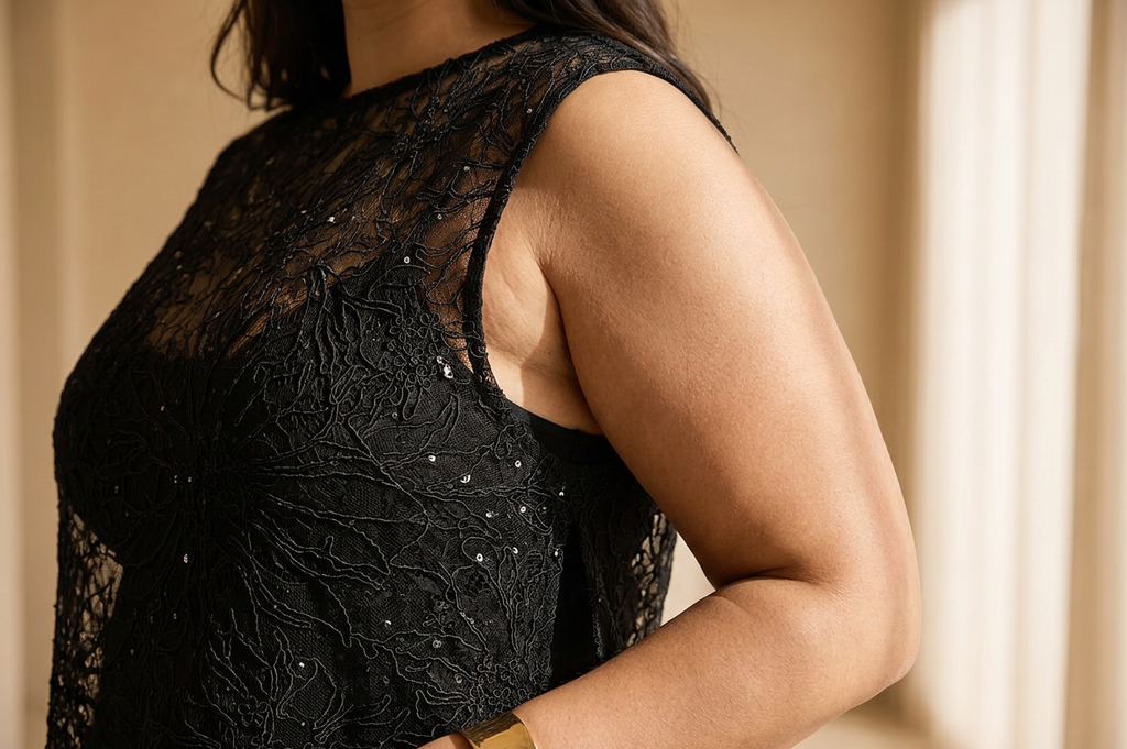 Black Sheer Corded-Lace Dress