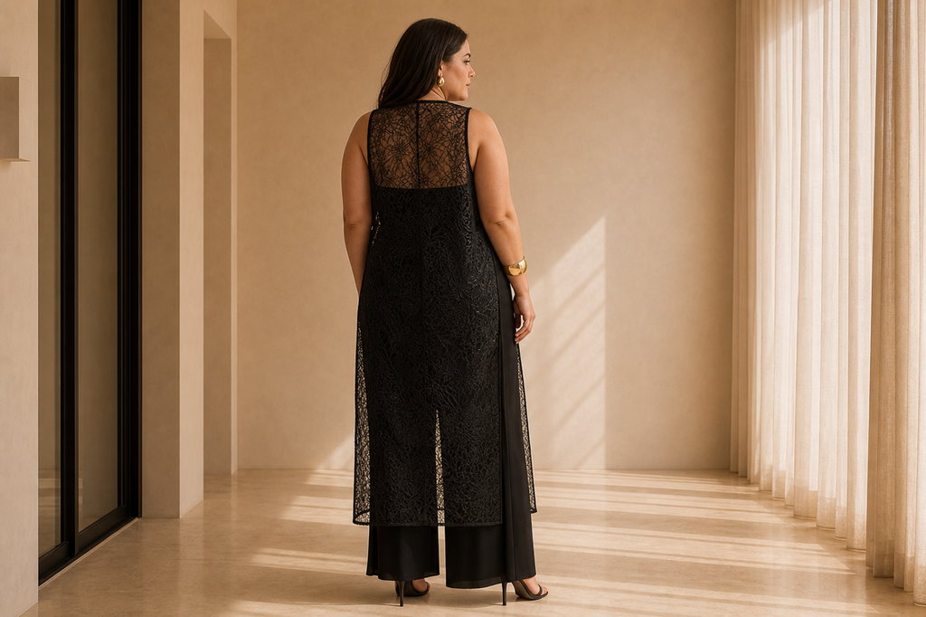 Black Sheer Corded-Lace Dress