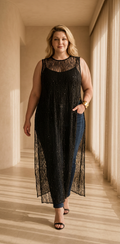 Black Sheer Soutache Lace Dress