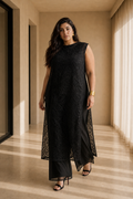 Black Sheer Corded-Lace Dress