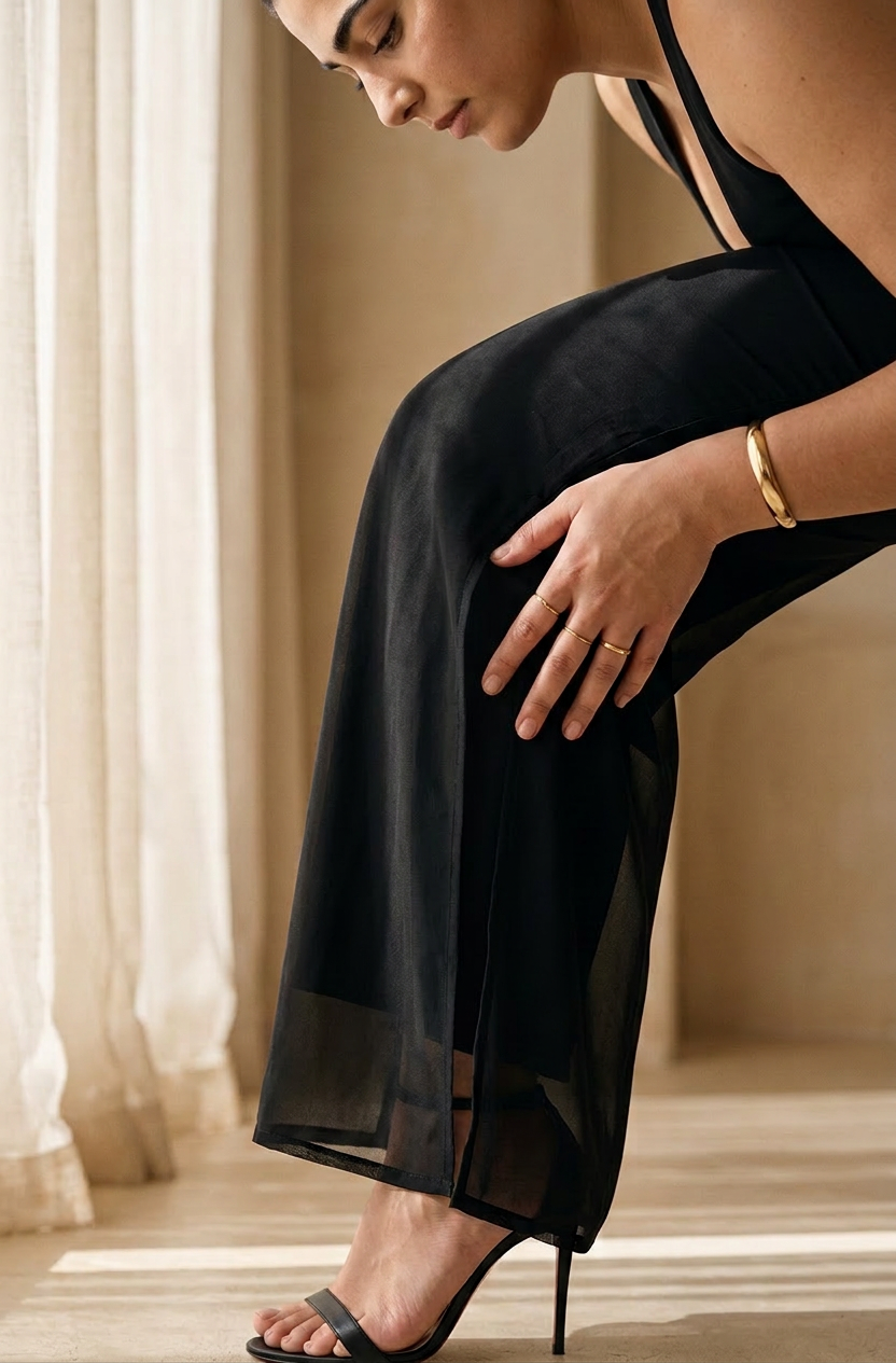 Black Soft-flared Pants