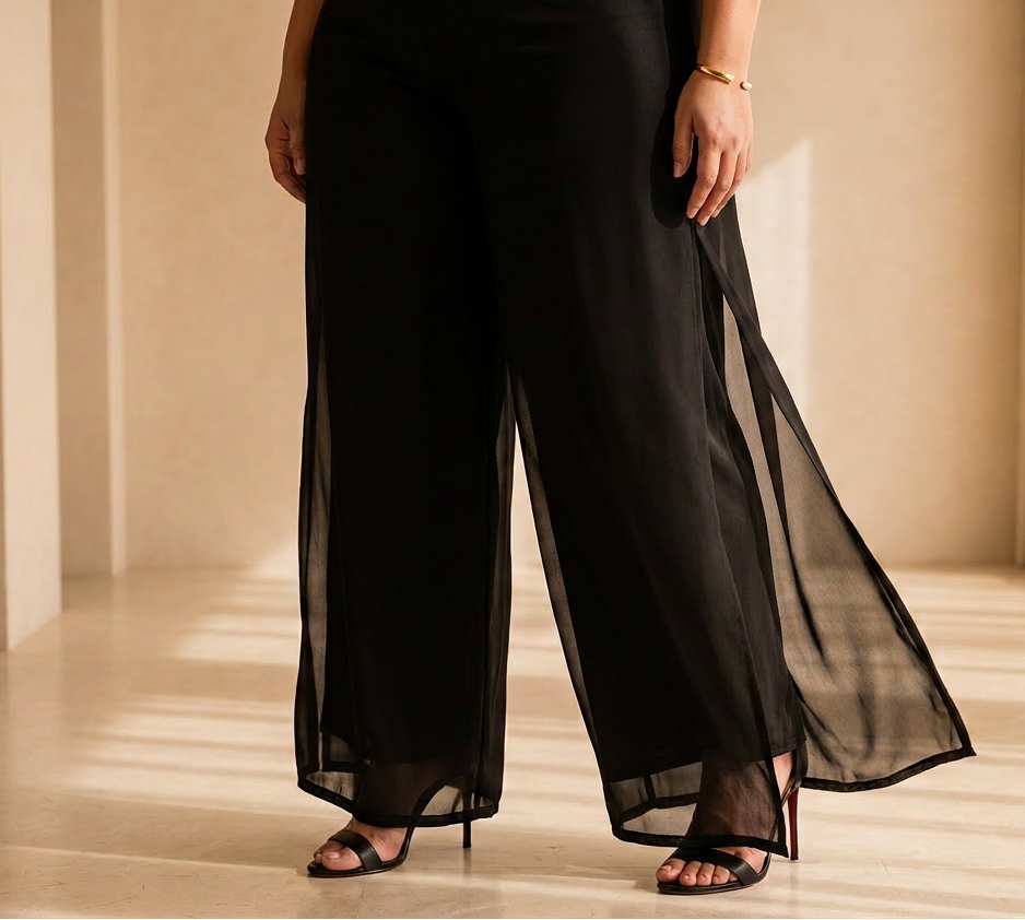Black Soft-flared Pants