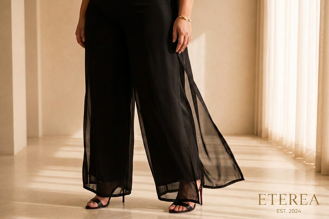 Black Soft-flared Pants